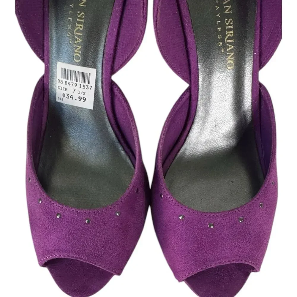 Christian Siriano Purple Stud Open Toe Women’s heels Size 7.5